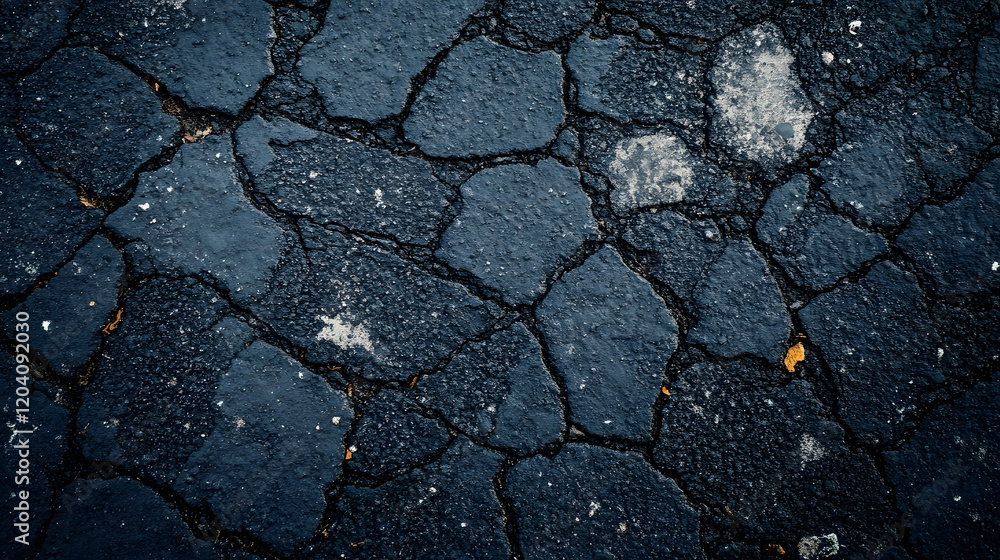 Fototapeta premium Dark cracked surface featuring stones scattered across.