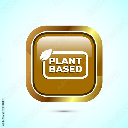 Plant based product icon design illustration. plant based food, natural ingredients. Gold color square button design