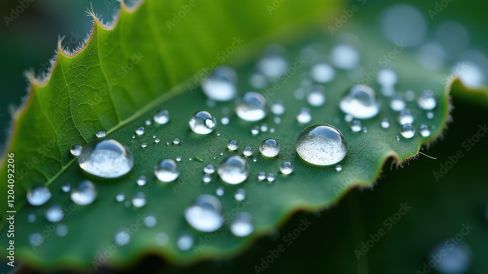 Close-up of a ripe blackberry on a leaf with dew drops Close-up of a ripe blackberry on a leaf with dew drops