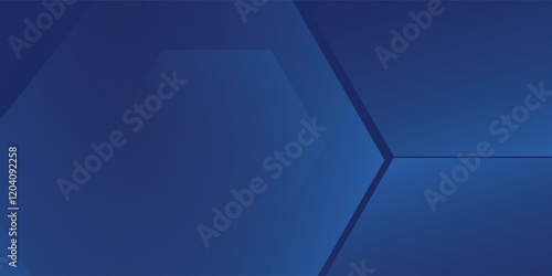 Hexagon Modern abstract blue background with glowing geometric lines. Blue gradient hexagon shape design. Futuristic technology