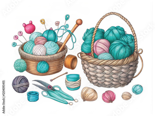 Set for handmade for crocheting and knitting.
