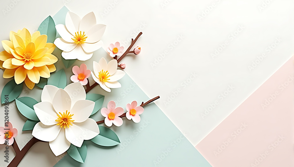 Obraz premium International Women's Day background design with intricate floral patterns on a pastel gradient, symbolizing elegance and femininity, perfect for banners or festive visuals