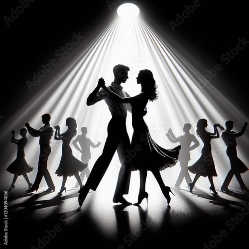 Dancing Silhouettes A couple dancing under a spotlight