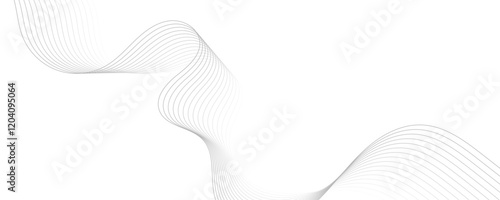Gray wave curve lines abstract background with flowing particles. Digital energy waves technology concept. Modern backdrop design for business, presentation, banner.