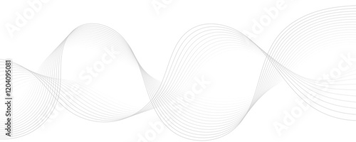 Gray wave curve lines abstract background with flowing particles. Digital energy waves technology concept. Modern backdrop design for business, presentation, banner.