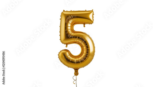 Gold number five balloon.