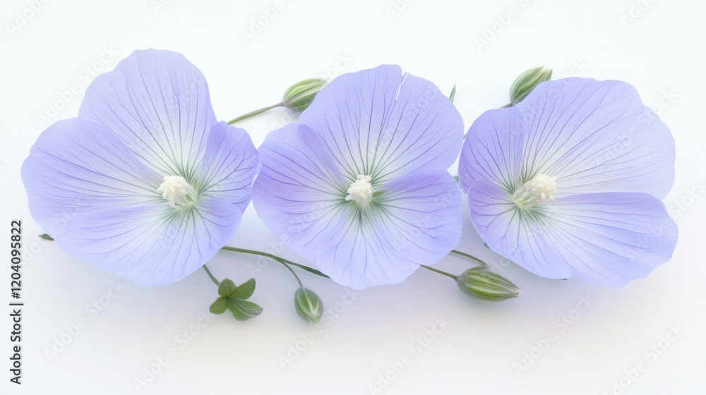 Obraz premium Delicate blue flax flowers on white background