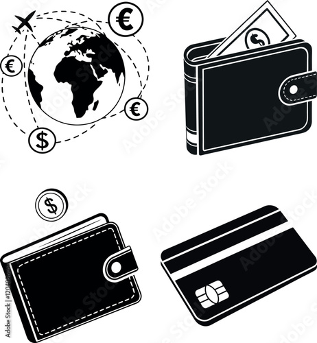 set of cards with money