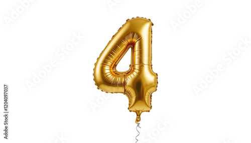 Golden number four balloon.