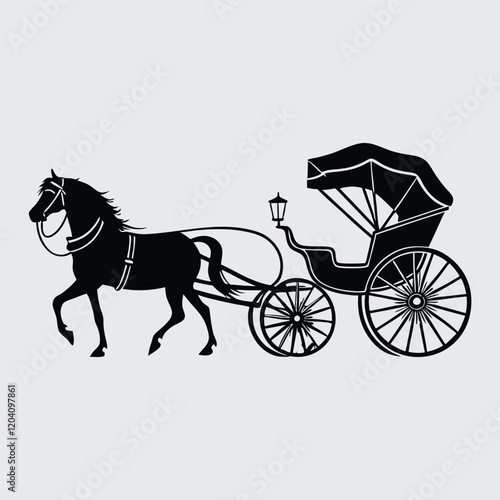 Horse charring  image silhouette vector art and illustration