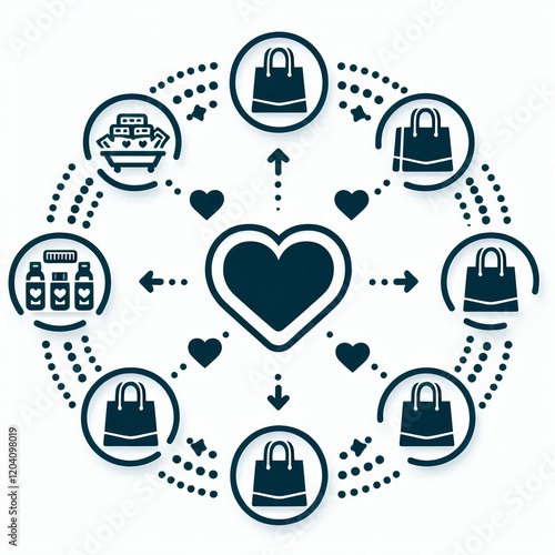 Heart icons connect to products being repurchased indicating str photo