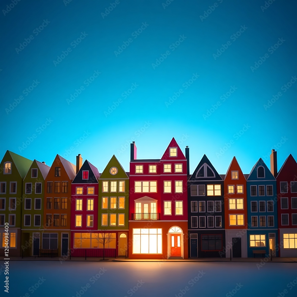 Fototapeta premium Colorful houses at night.