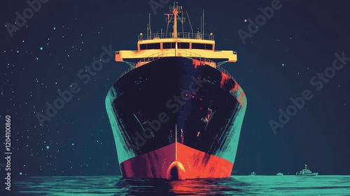 cargo ship flat design front view global shipping theme animation Triadic Color Scheme photo