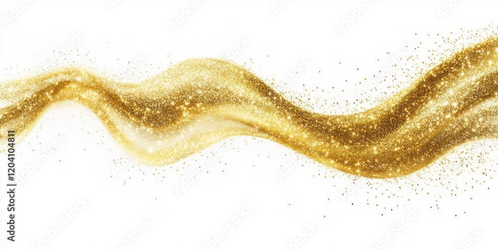 Elegant gold glitter trail on white background