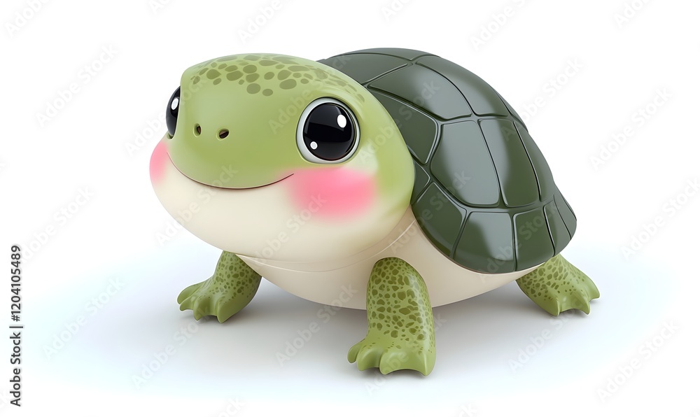 Fototapeta premium Adorable 3D rendered cartoon turtle.