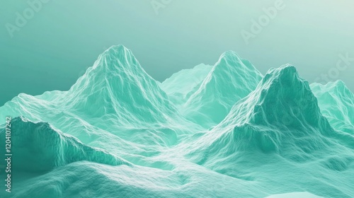 Wallpaper Mural Mint green surreal mountainscape, digital art, landscape, background Torontodigital.ca