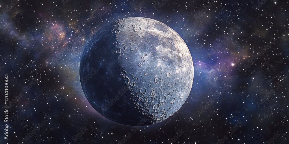 Fototapeta premium Ethereal full moon in starry cosmos