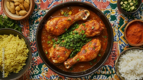 Flavorful Mozambican Piri-Piri Chicken in Colorful Rustic African Setting