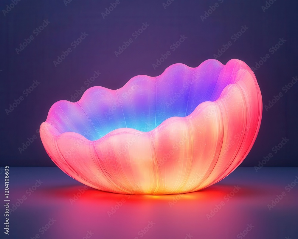 Artistic luxury pod with a translucent shell and ambient colored light within Artistic luxury pod with a translucent shell and ambient colored light within
