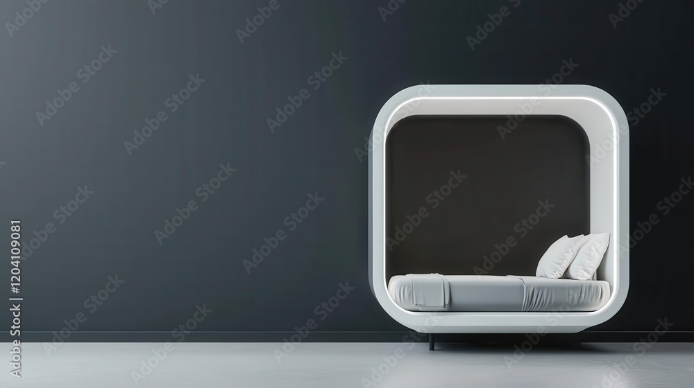 Minimalist luxury pod with sharp edges and premium LEDlit panels, ultrasleek aesthetic Minimalist luxury pod with sharp edges and premium LEDlit panels, ultrasleek aesthetic