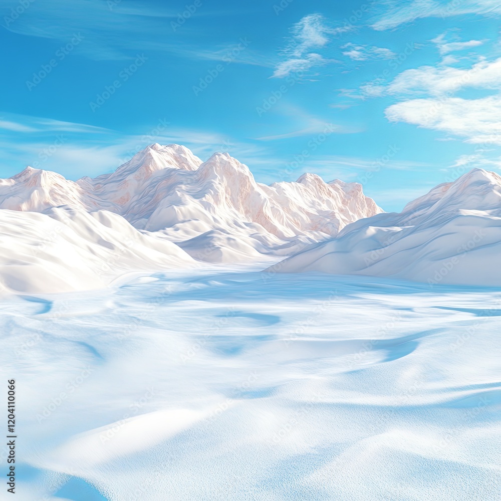 Obraz premium Serene Snowy Landscape Under a Clear Blue Sky