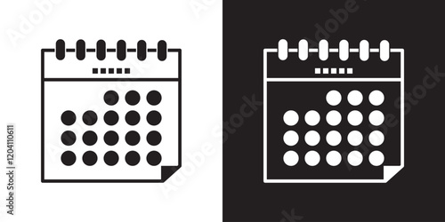 Print calendar vector icon . isolated transparent . planning - meeting sign . month week day . black outline and filled version  . 1176