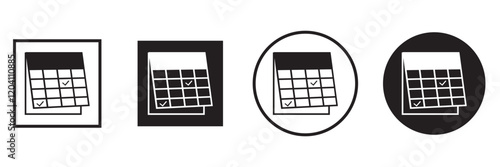 Print Callendar icon. Calendar planner icon collection. Reminder organizer event signs. Calendar notification icon. Business plan schedule.