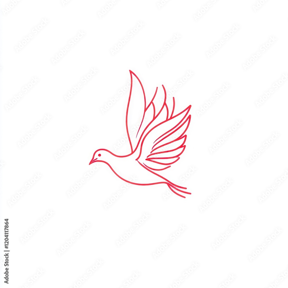Obraz premium Red dove in flight against white background
