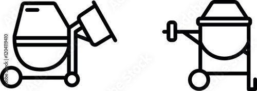 "Concrete Mixer Icon - Representing Construction and Building Materials Mixing"