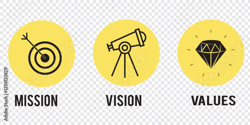 Print Mission vision values icon design . Organization mission vision values icon design vector. 1176