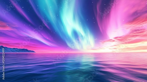Pastel Aurora Borealis Over Tranquil Waters