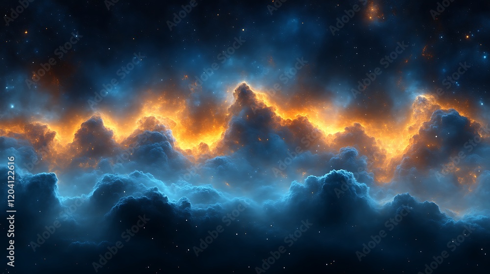 Obraz premium Celestial Nebula Fiery Cloudscape Cosmic Landscape