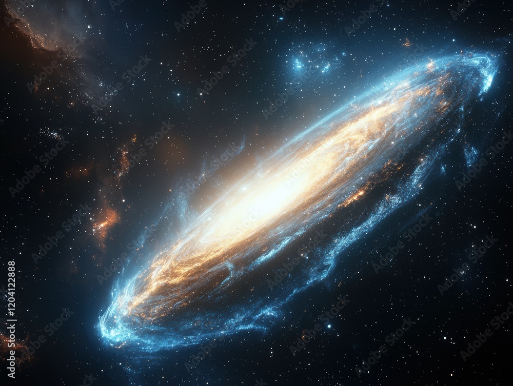 Fototapeta premium Galactic spiral formation outer space cosmic imagery nebula environment wide-angle view celestial beauty