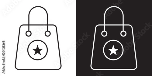 Print Shopping bag with heart different style icon set . 1176