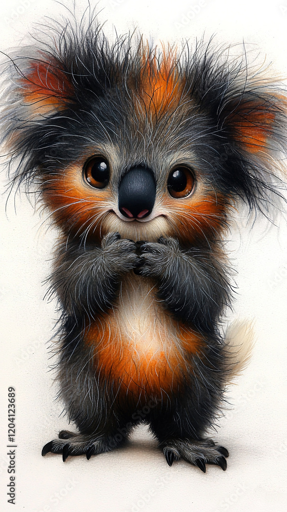 A close-up of a small animal with long hair on its head and a mustache on its face A close-up of a small animal with long hair on its head and a mustache on its face