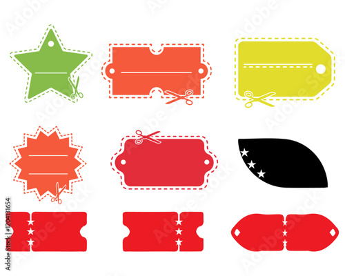 Sale sticker ticSale sticker ticket offer discount coupon label badge blank tag voucher empty advertisementket offer