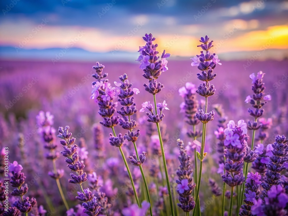 Wild Lavender Field: Aromatic Purple Flowers in Bloom - High-Resolution Stock Photo Wild Lavender Field: Aromatic Purple Flowers in Bloom - High-Resolution Stock Photo
