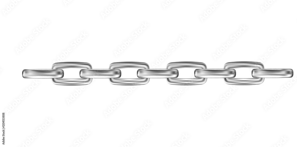 Obraz premium Realistic Metal Silver Chain Vector Illustration. 