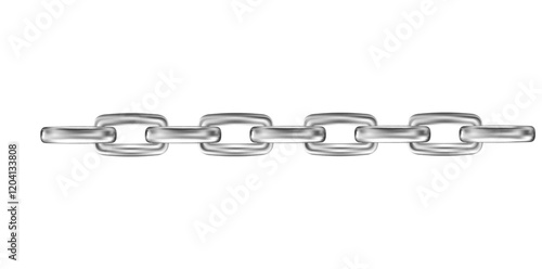 Realistic Metal Silver Chain Vector Illustration.	