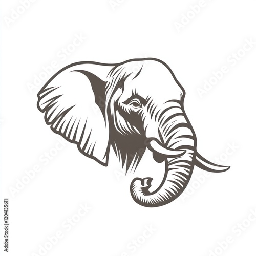 Wallpaper Mural Elephant head, profile view, wildlife art, white background, safari print Torontodigital.ca