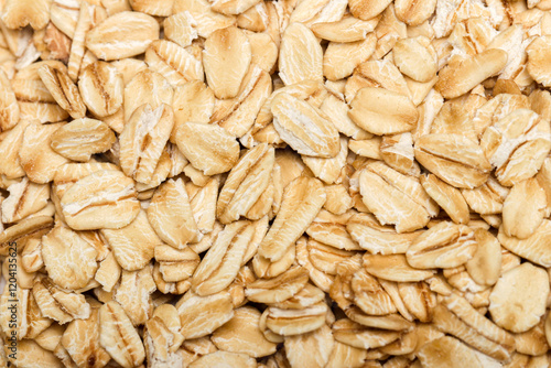 dried organic whole grain rolled oats background