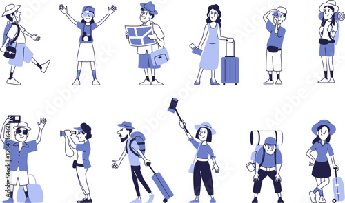 Collection of Tourist Characters for Travel Themes