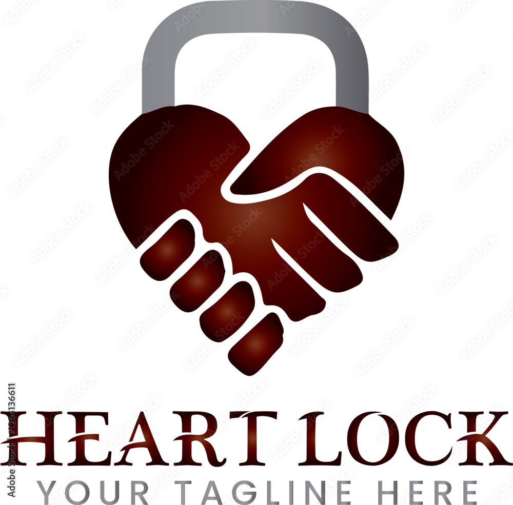 Fototapeta premium heart with hands vector , heart lock vector Logo Design