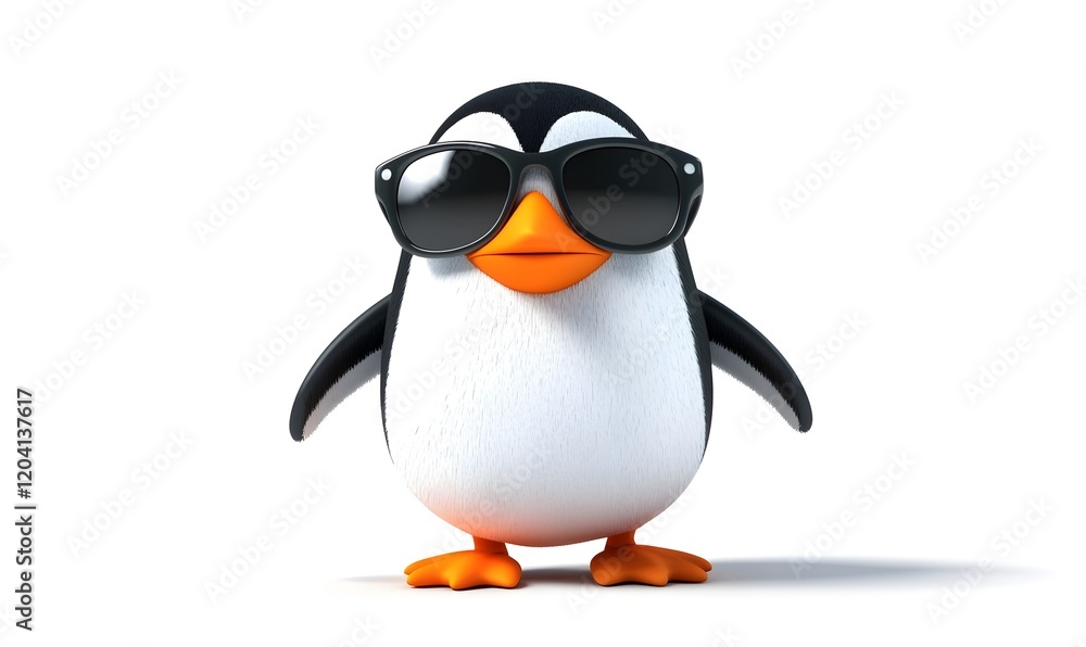 Obraz premium Cute cartoon penguin wearing sunglasses. (3)