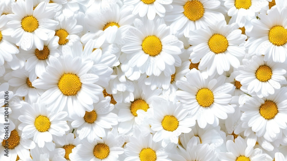 Miniature white daisies in a seamless pattern, intricate floral design, perfect for textiles or wallpaper, vibrant and cheerful aesthetic Miniature white daisies in a seamless pattern, intricate floral design, perfect for textiles or wallpaper, vibrant and cheerful aesthetic