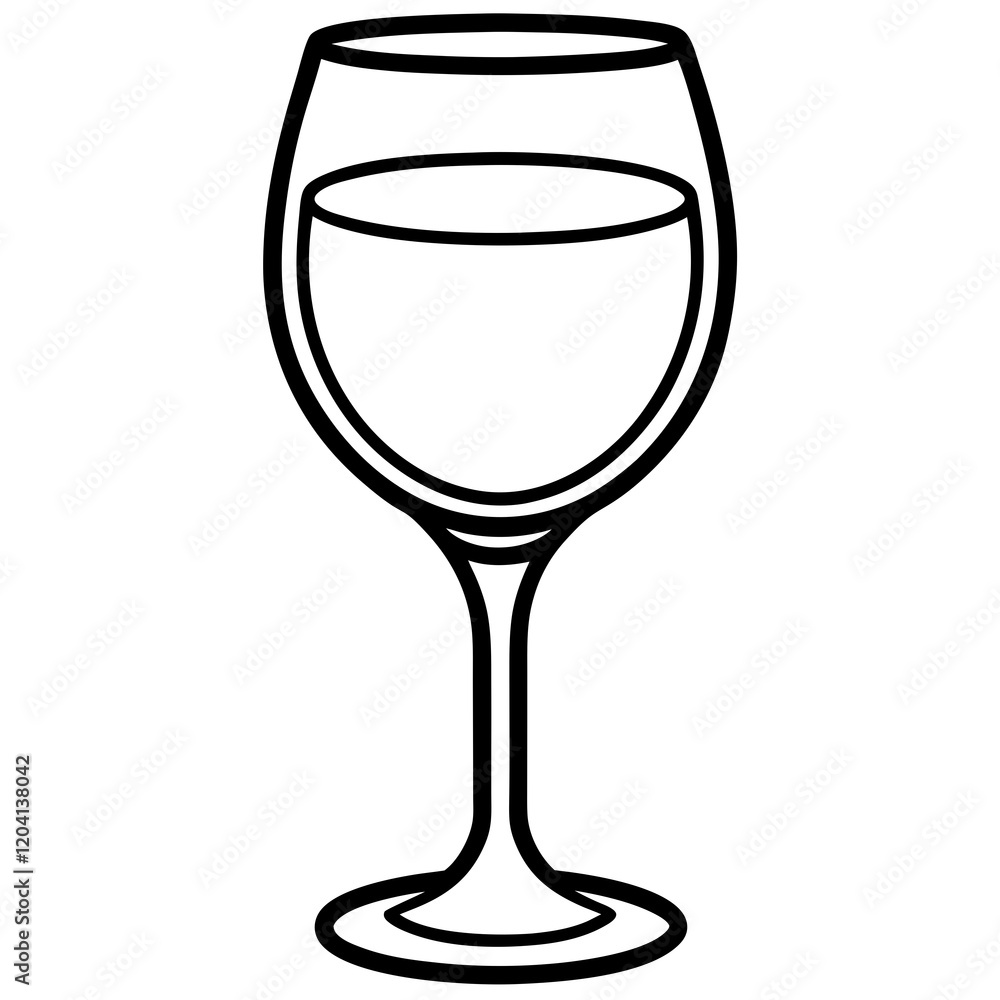 Contemporary Wine Glass in Line Art Contemporary Wine Glass in Line Art
