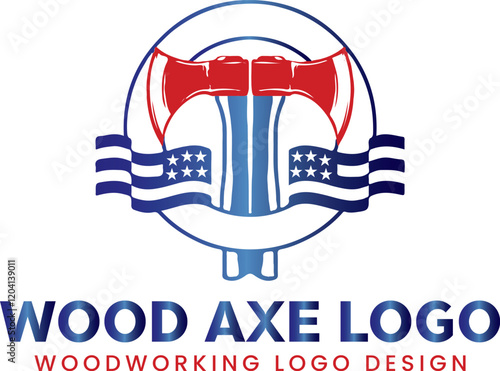 Axe logo icon design template elements geometry wavy of an American flag. logo vector template.