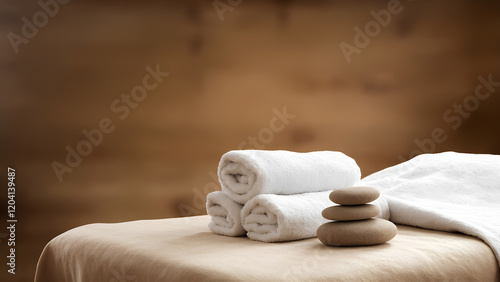 Massage on massage parlor background with space for text