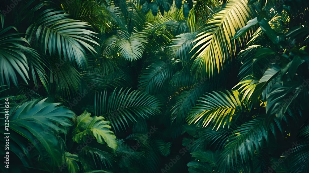 Fototapeta premium Exploring lush tropical foliage nature reserve photography dense jungle close-up vibrant greenery