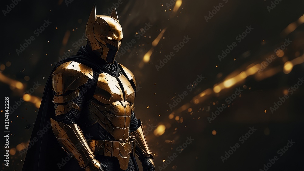 Fototapeta premium Abstract dark knight in golden armor